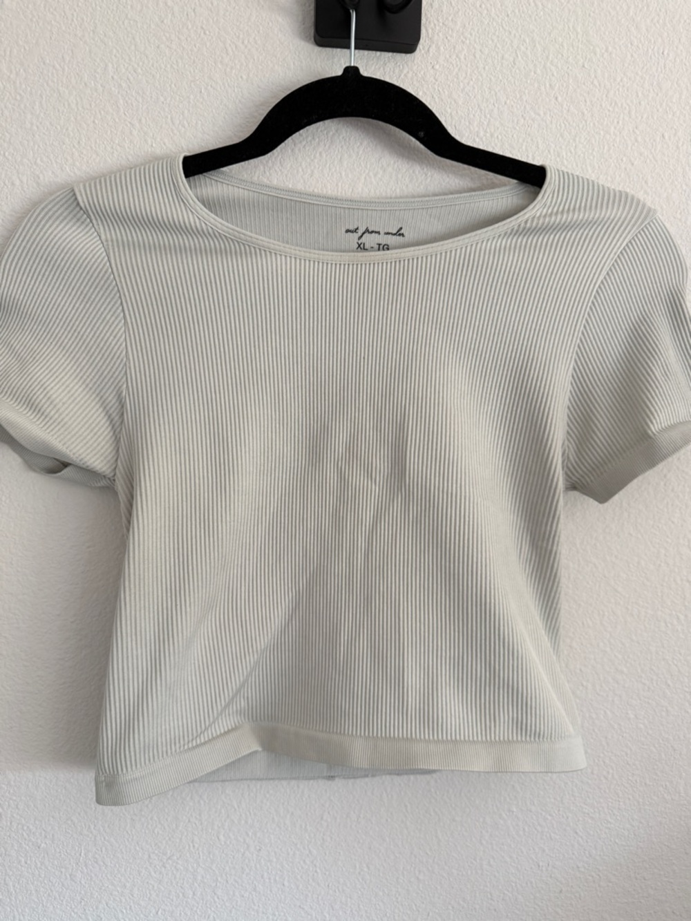 Urban Outfitters Ribbed Scoop Neck Tank Top - gray-white